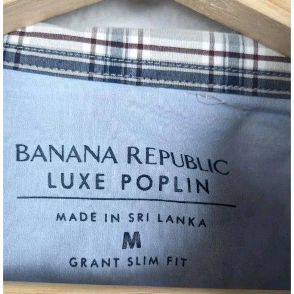 Banana Republic Luxe Poplin Grant Slim LONG SLEEVE SHIRT sz M men Preppy 190‎